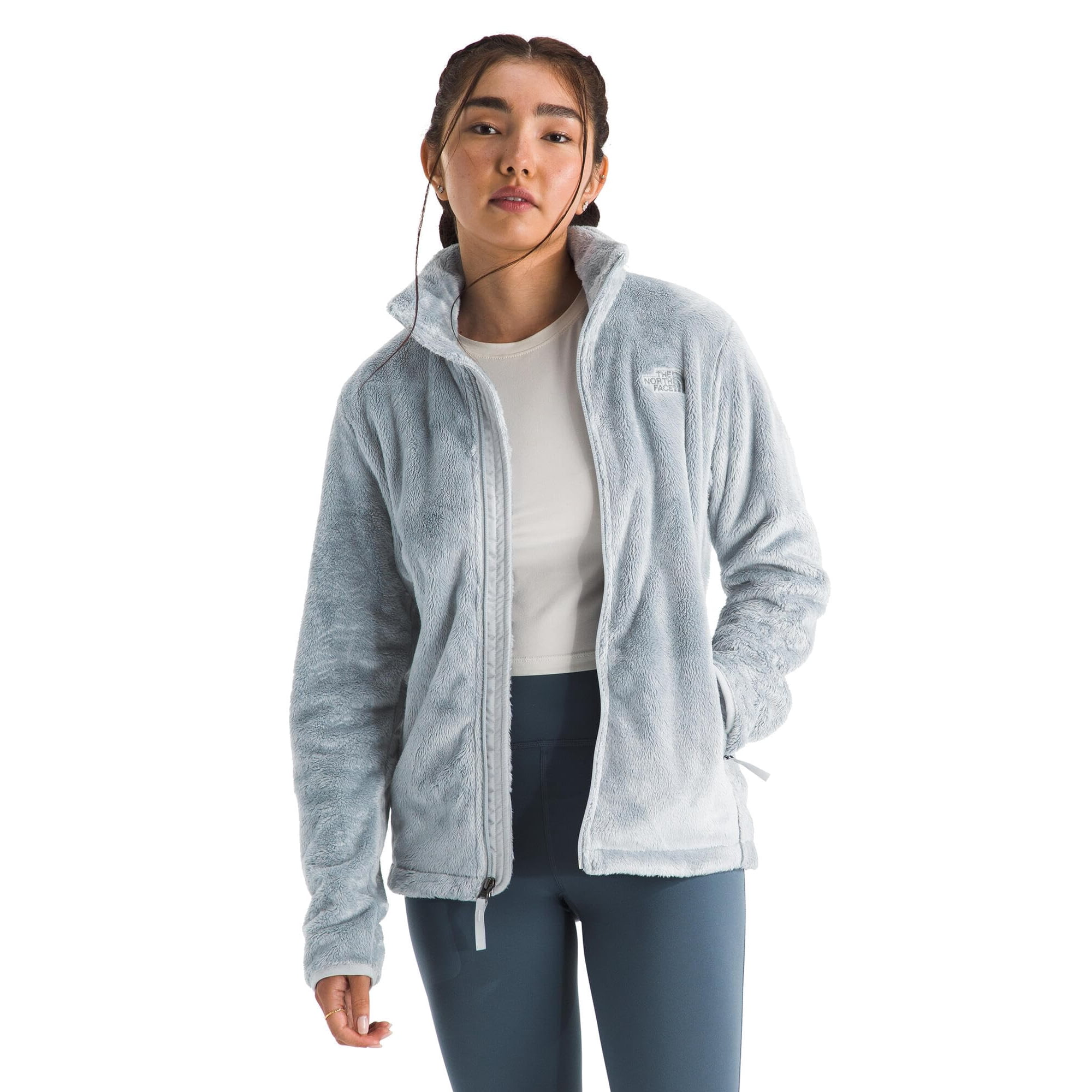 Chaqueta The North Face Osito Para Mujer, Forro Polar Con Cierre Completo, Gris M