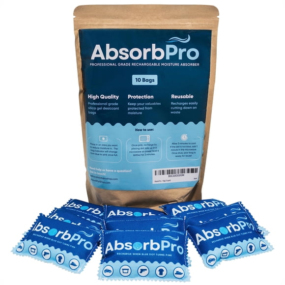 Bolsa deshumidificadora Absorb Pro recargable de 100 g, paquete de 10