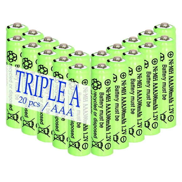 Batería AAA Lombaour 1,2 V 300 mAh Recargable (Pack de 20)