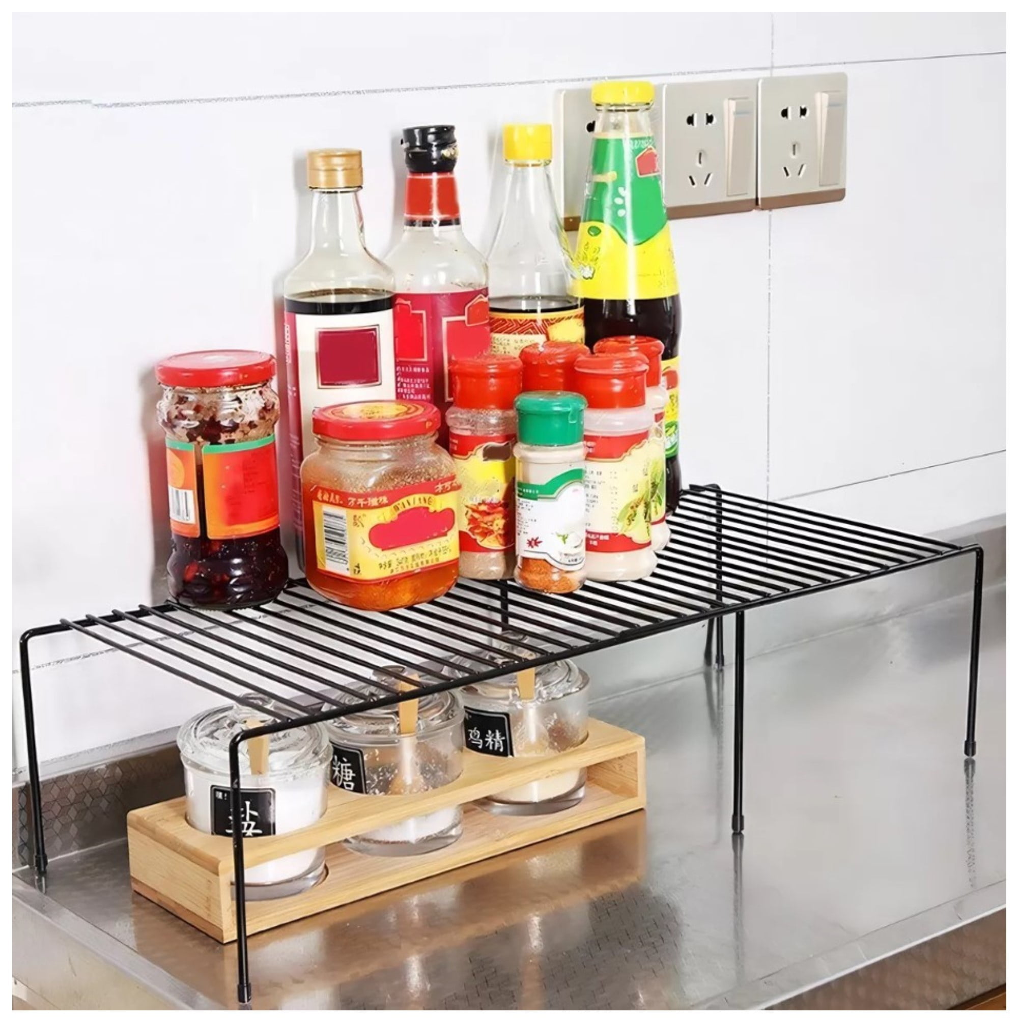 Citohome - Repisa Organizadora De Hierro Extensible En Color Negro: Organiza Con Estilo Tu Espacio