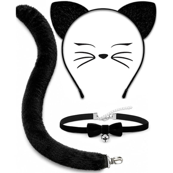 Set de disfraz de gato MUKOSEL con orejas, cola y collar