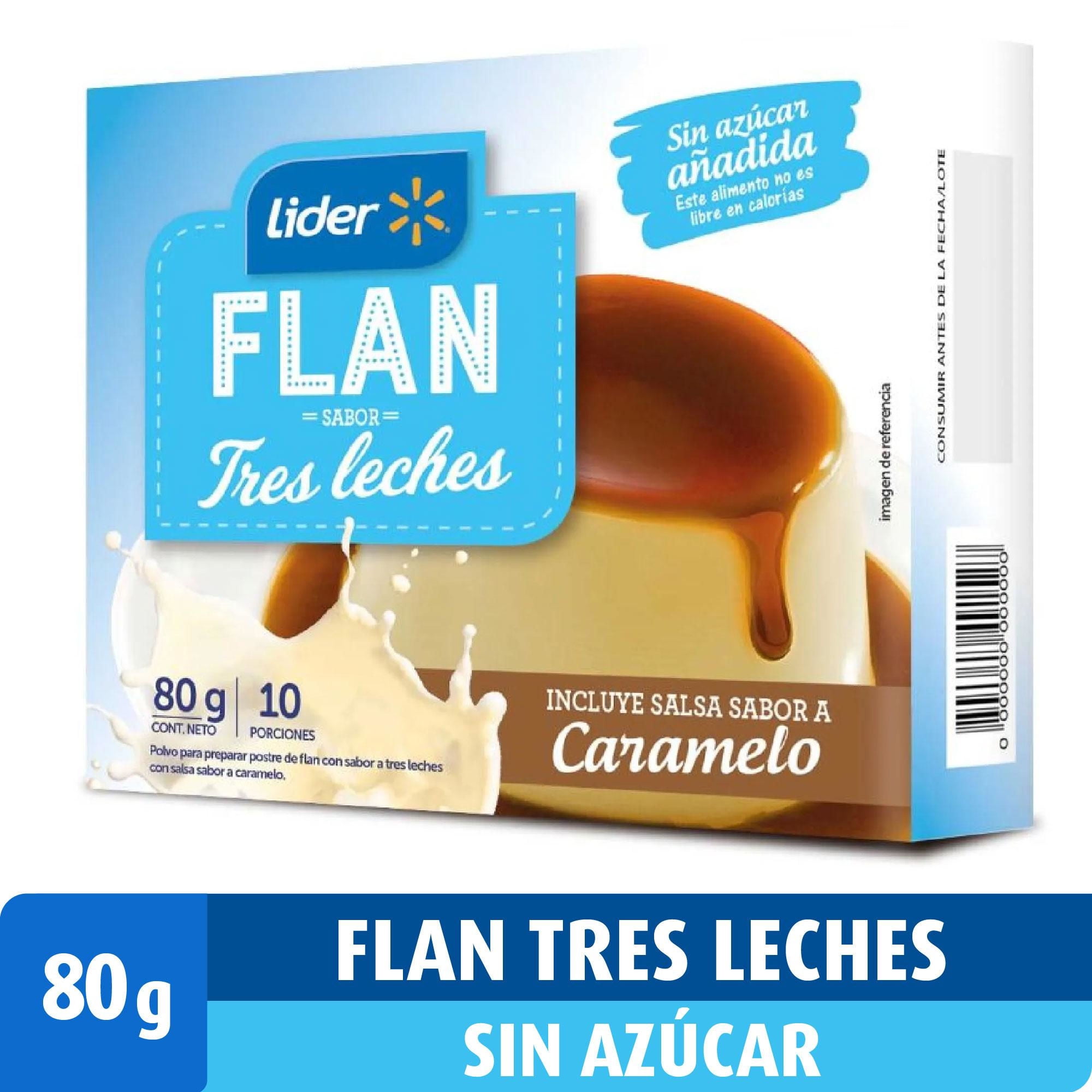 Flan Sabor Tres Leches Sin Azúcar Añadida 80 g Lider