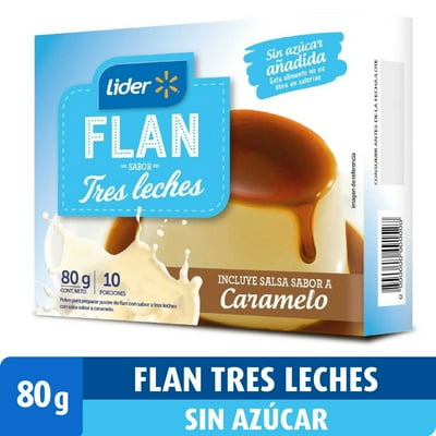 Flan Sabor Tres Leches Sin Azúcar Añadida 80 G Lider