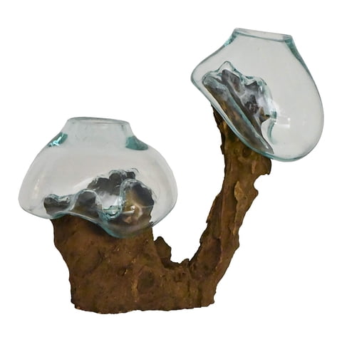 Escultura Doble Terrarium Cohasset De Vidrio Fundido #647 -30D, 30 Cm