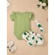 thumbnail image 2 of 3Pcs Baby Girl Clothes Infant Cotton Outfits - Avocado/sunflower Graphic Lovely Romper + Cute Bow Shorts Dress + Headband, Summer Clothing Set, 2 of 5