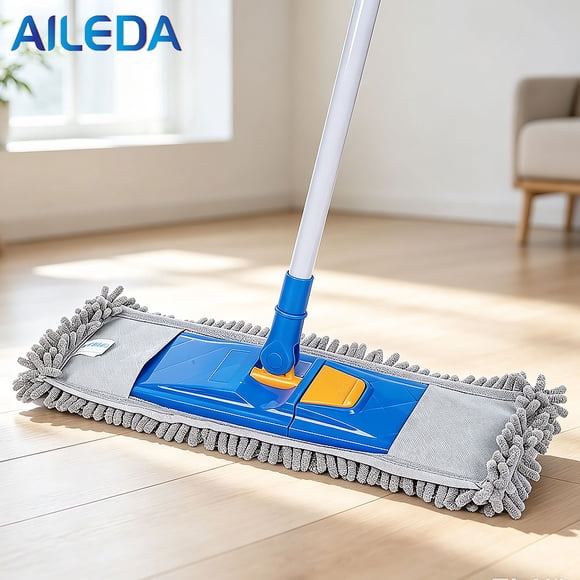 Mopa Azul Con Palo Telescópico 40 Cm Aileda Mopa Completa Microfibra Húmeda Y Seca