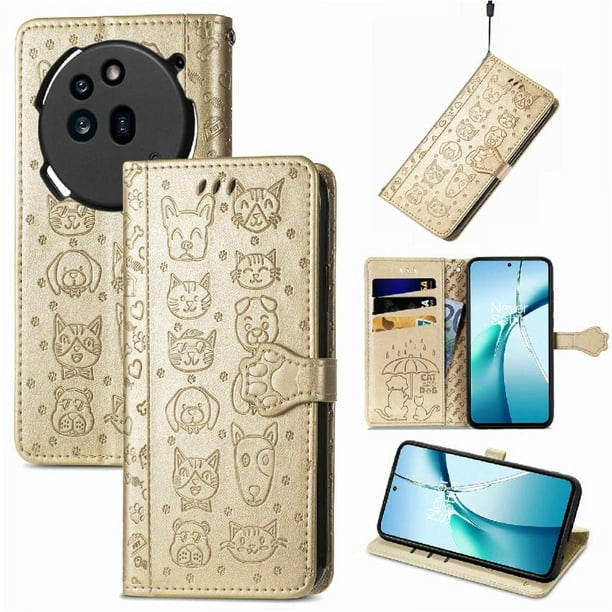 Funda Cartera FOXDOCK para Nothing Phone 3A Pro , Flip PU con Relieve de Gatos y Perros, Tarjetero y Soporte