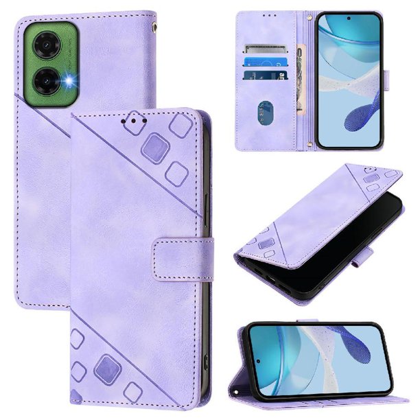 Funda Cartera para Motorola MOTO G35 con Soporte y Ranuras, Resistente a Golpes y Rayones Morado