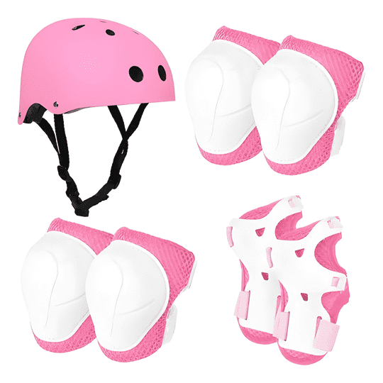 Genérico - Set Protección Niña Casco Rodillera Codera Rosado