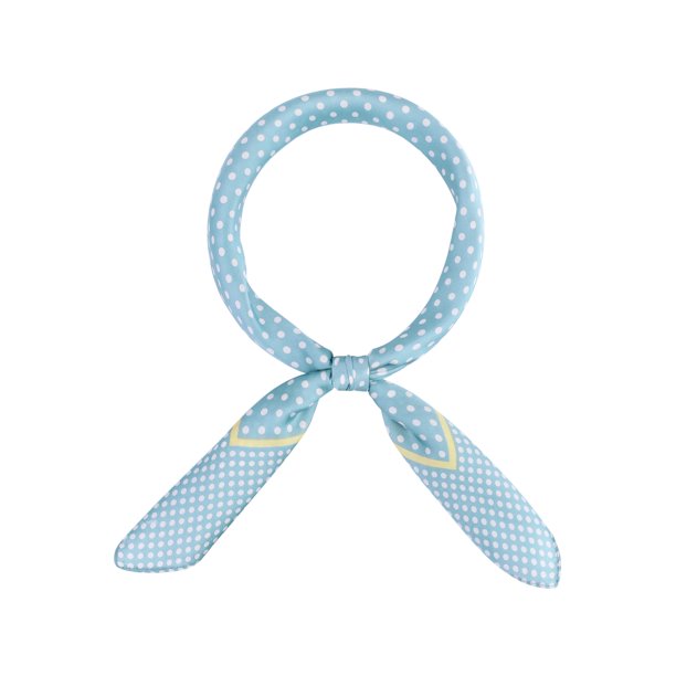 INSPIRE CHIC Pañuelo de lunares de los años 50 para mujer, pañuelo cuadrado retro de satén sedoso de 27.6", envoltura para la cabeza, bandanas, bufandas para el cuello, puntos azules