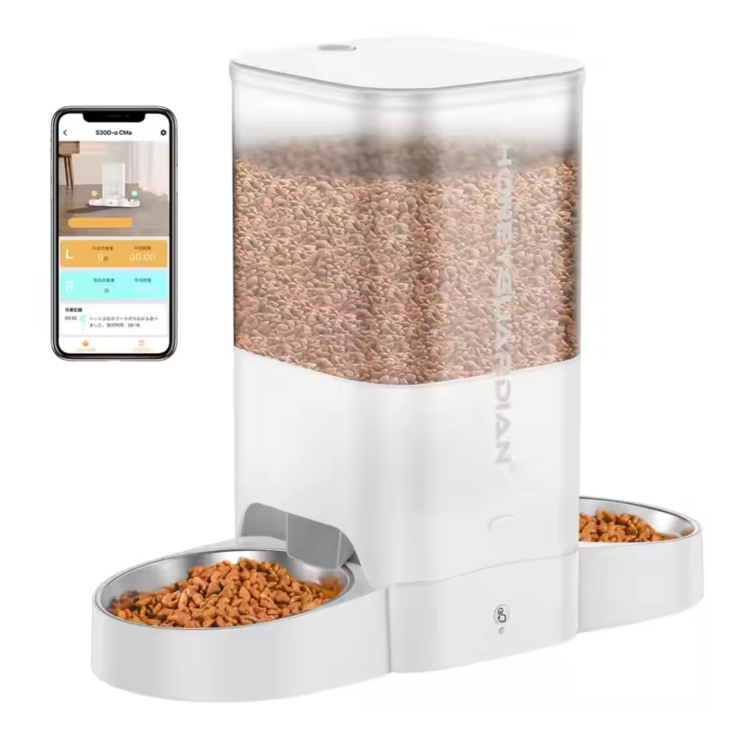 Genérico - Dispensador Automático Comida Gato Wifi Doble Plato 5l Blanco