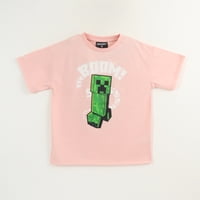 Polera Manga Corta Niño Damasco Creeper Boom Minecraft