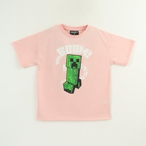 Polera Manga Corta Niño Damasco Creeper Boom Minecraft