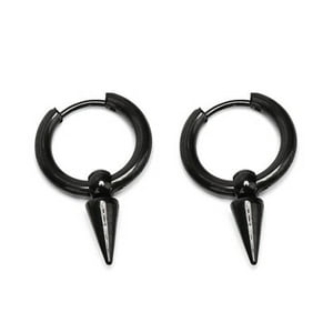 Millam - Aros Unisex Argolla De Acero Espina Negro Par