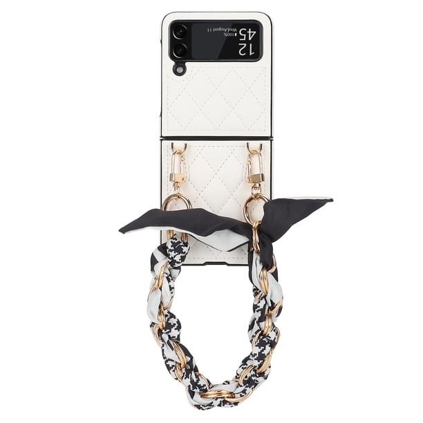 Fashion Artificial Leather Phone Case For Samsung Galaxy Z Flip 5 Z Flip 4 3 5G With Long Lanyard Crossbody Wallet Card Bag Protect Cover
