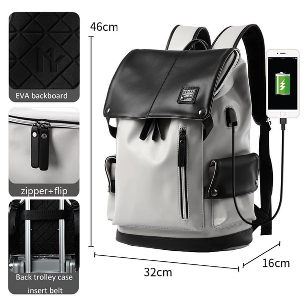 2024 Lether Men Backpack Vintage For Teenager Laptop PC Portable Bags Designer Boys Travel Backpack Thin School Luxury Mochila