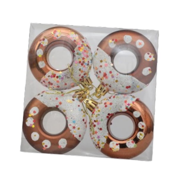 4 piezas de adornos colgantes con forma de donut navideño, decoración navideña decorativa de 7 cm de diámetro para decoración de fiestas navideñas, Café