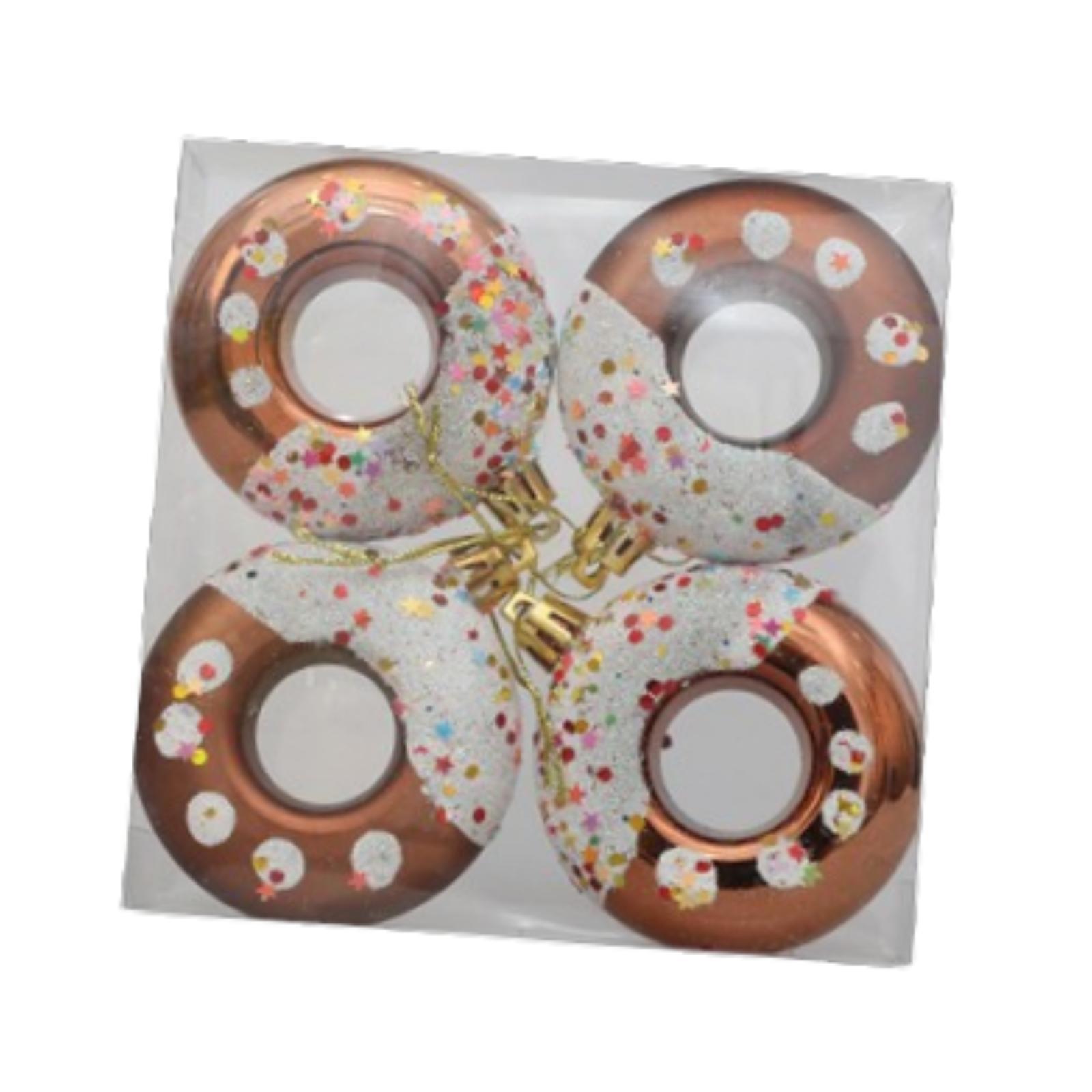Magideal - 4 Piezas De Adornos Colgantes Con Forma De Donut Navideño, Decoración Navideña Decorativa De 7 Cm De Diámetro Para Decoración De Fiestas Navideñas, Café