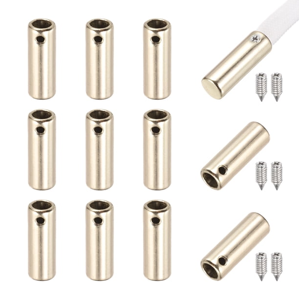 Uxcell 12 Piezas Puntas de Cordón, 20mm Herretes Metálicos para Extremos de Cordones de Zapatos con Tornillo para Zapatillas de Lona Cuerdas de Ropa de Bricolaje, Dorado