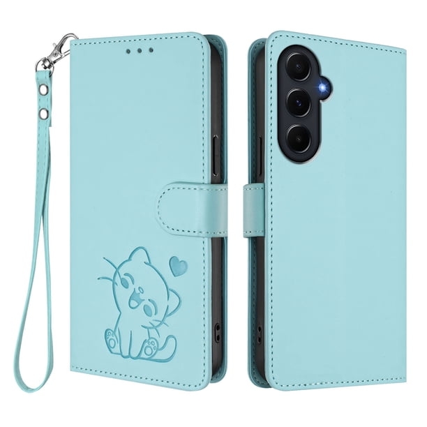 Carcasa Billetera de Cuero Sintético para Samsung Galaxy A55 5G, Verde Claro