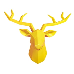 Bothyi - Escultura De Cabeza De Ciervo De Resina Montaje En Pared Estatua De Animales Estatuillas Decoración Amarillo