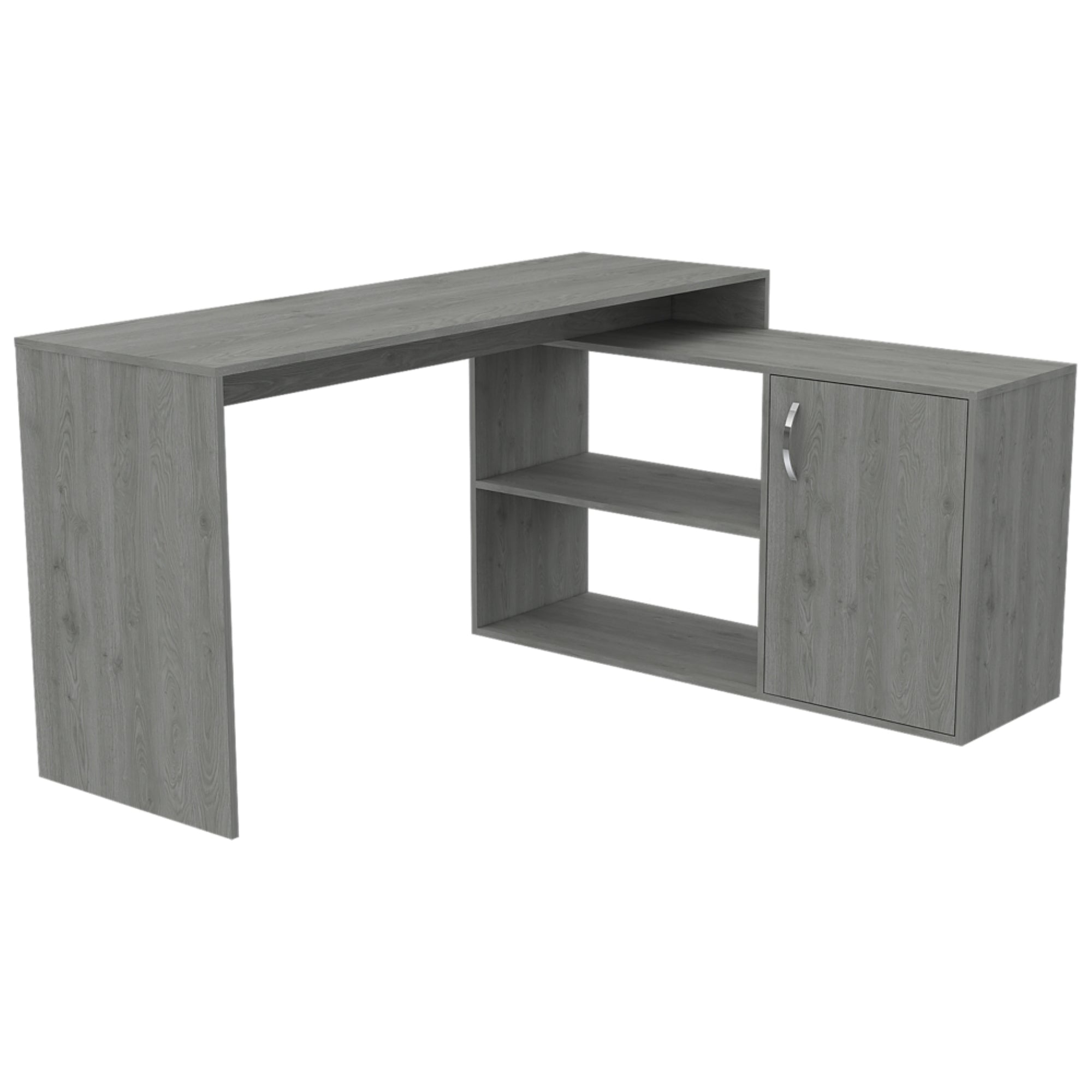 Fmfurniture - Escritorio En L 1 Puerta Y Estante Fm-024g Gris