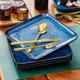 thumbnail image 5 of Plato de cena Vancasso 4 piezas 27 cm cuadrado azul, 5 of 5