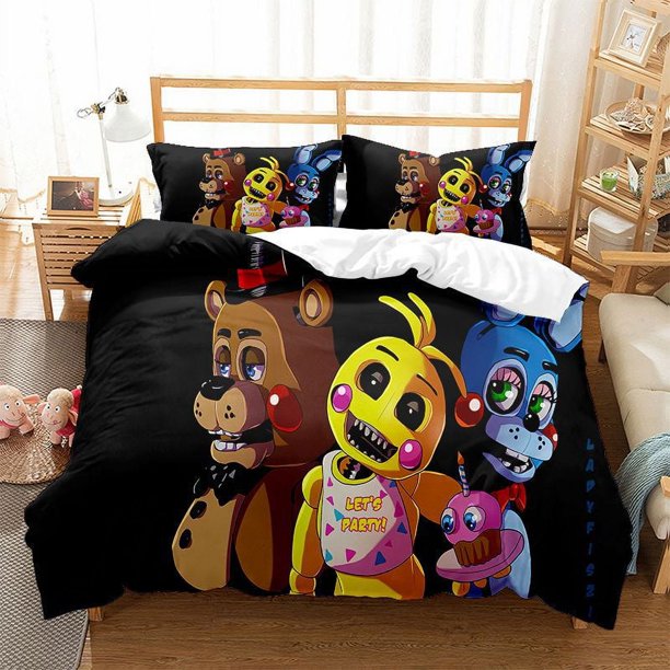 Five_Nights_at_Freddy's 3 Pcs Comforter Set with 2 Pillowcases,Five_Nights_at_Freddy's Bedding Set Sheet Set for Kids Adults,All Season Lightweight