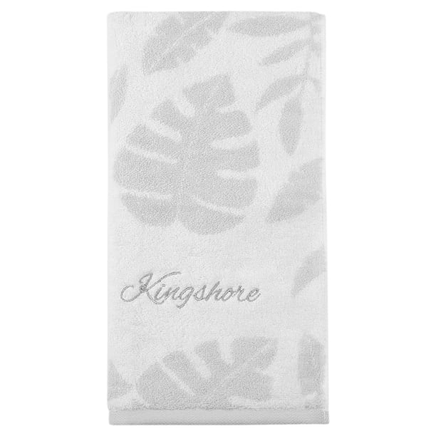 REGALWOVEN Toalla de Mano de Algodón 13 x 28 Pulgadas, Hoja Jacquard Suave y Absorbente para Baño, Toalla Decorativa para Hogar, Hotel, Baño Gris 1pk