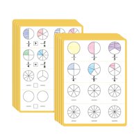 Magideal - Hojas De Borrado En Seco De Fracciones, 10 Hojas, Material Didáctico Interactivo, Materiales Manipulativos De Fracciones Reutilizables Para Niños De 4