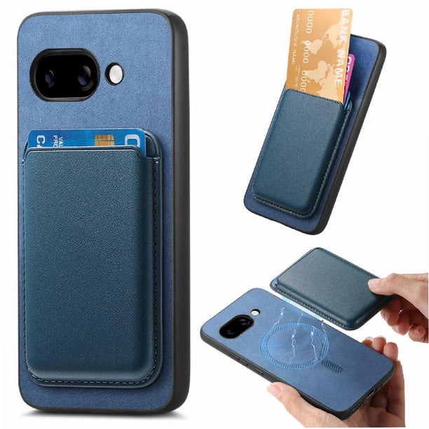 Funda de Cuero Magnética con Tarjetero para Samsung Galaxy S25 Edge Cubierta Delgada Azul