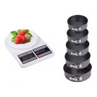 Genérico - 6 Moldes Redondo Antiadherente Repostería +Peso Digital 10Kg