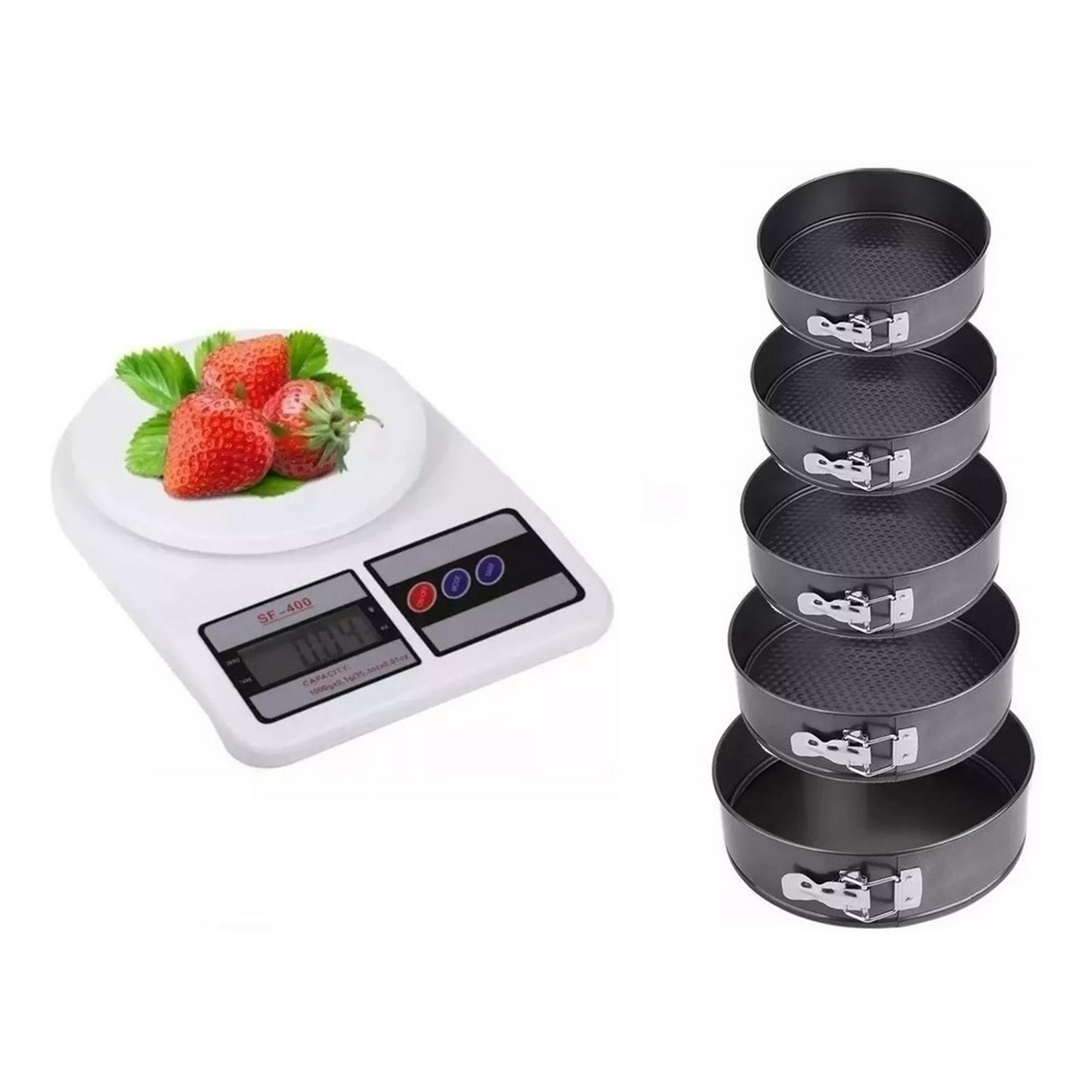 Genérico - 6 Moldes Redondo Antiadherente Repostería +peso Digital 10kg