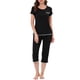 thumbnail image 2 of INSPIRE CHIC Conjunto de Pijama para Mujeres Regreso a Clases Ropa de Dormir Cuello Redondo Ropa de Descanso con Pantalones Capri XS Negro, 2 of 6