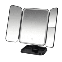 Genérico - Espejo Tocador Maquillaje Aumento Profesional Led Plegable Negro