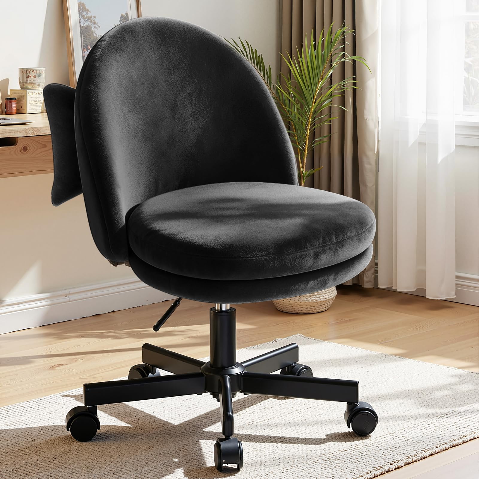 Silla De Oficina Gtplayer Velvet Tall Con Ruedas Y Almohada Lumbar