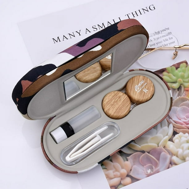 1pc Leather Double Eyeglass & Contact Lens Case - Perfect for Travel, Home, and Storage!