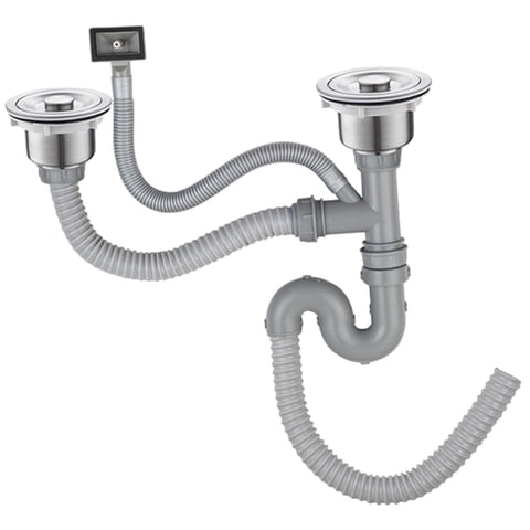 Magideal - Tubería De Drenaje Para Fregadero De Cocina, Tubería De Alcantarillado, Tubería Flexible De Acero Inoxidable Para Aguas Residuales, Tubería De Drenaje Doble Ranura