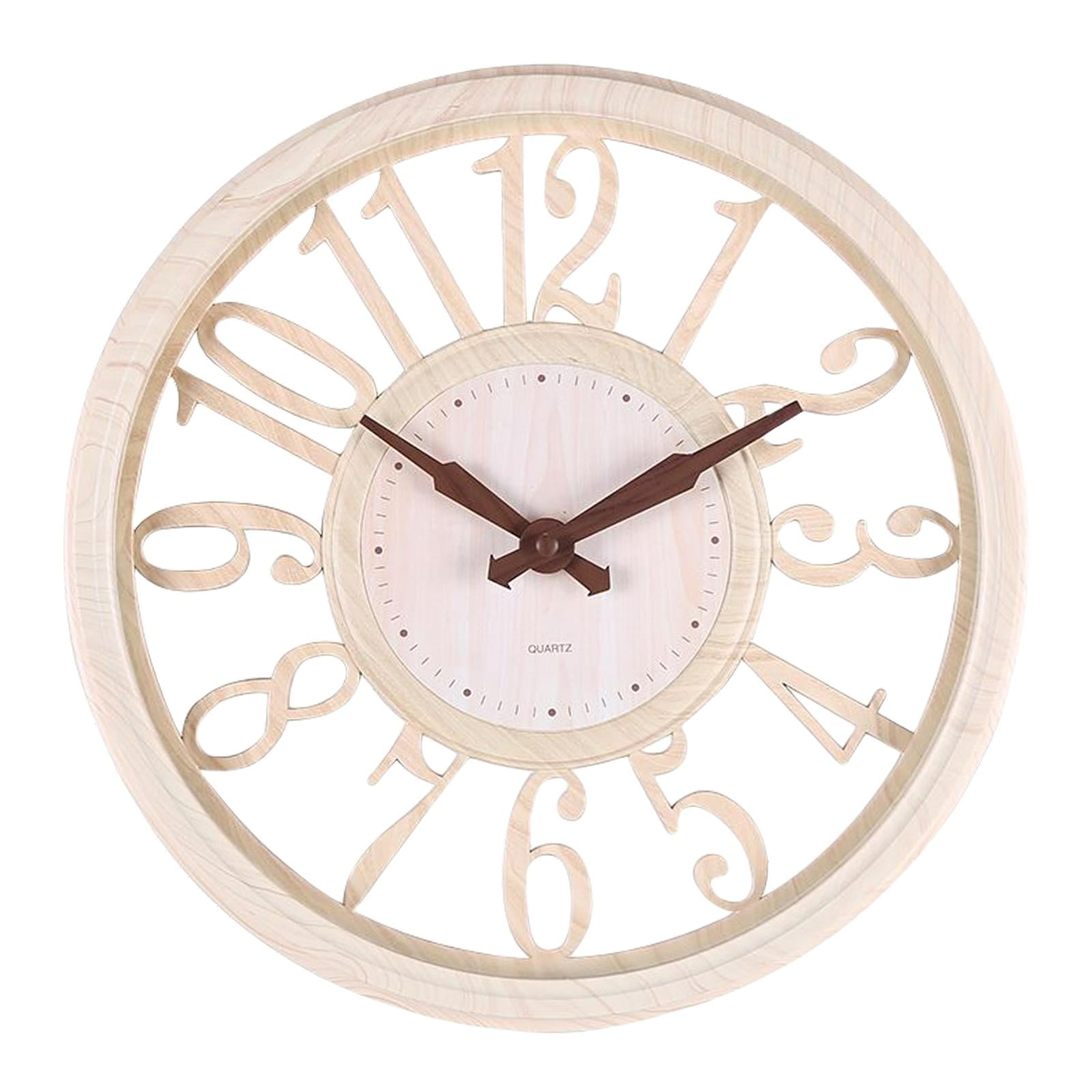 Magideal - Reloj Grande De Plástico, Silencioso, Funciona Con Pilas, Vintage, Con Números Arábigos Huecos, Redondo, Moderno, Para Decoración De Sala De Estar. , Beige
