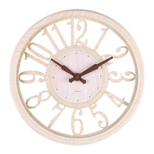 Magideal - Reloj Grande De Plástico, Silencioso, Funciona Con Pilas, Vintage, Con Números Arábigos Huecos, Redondo, Moderno, Para Decoración De Sala De Estar. , Beige