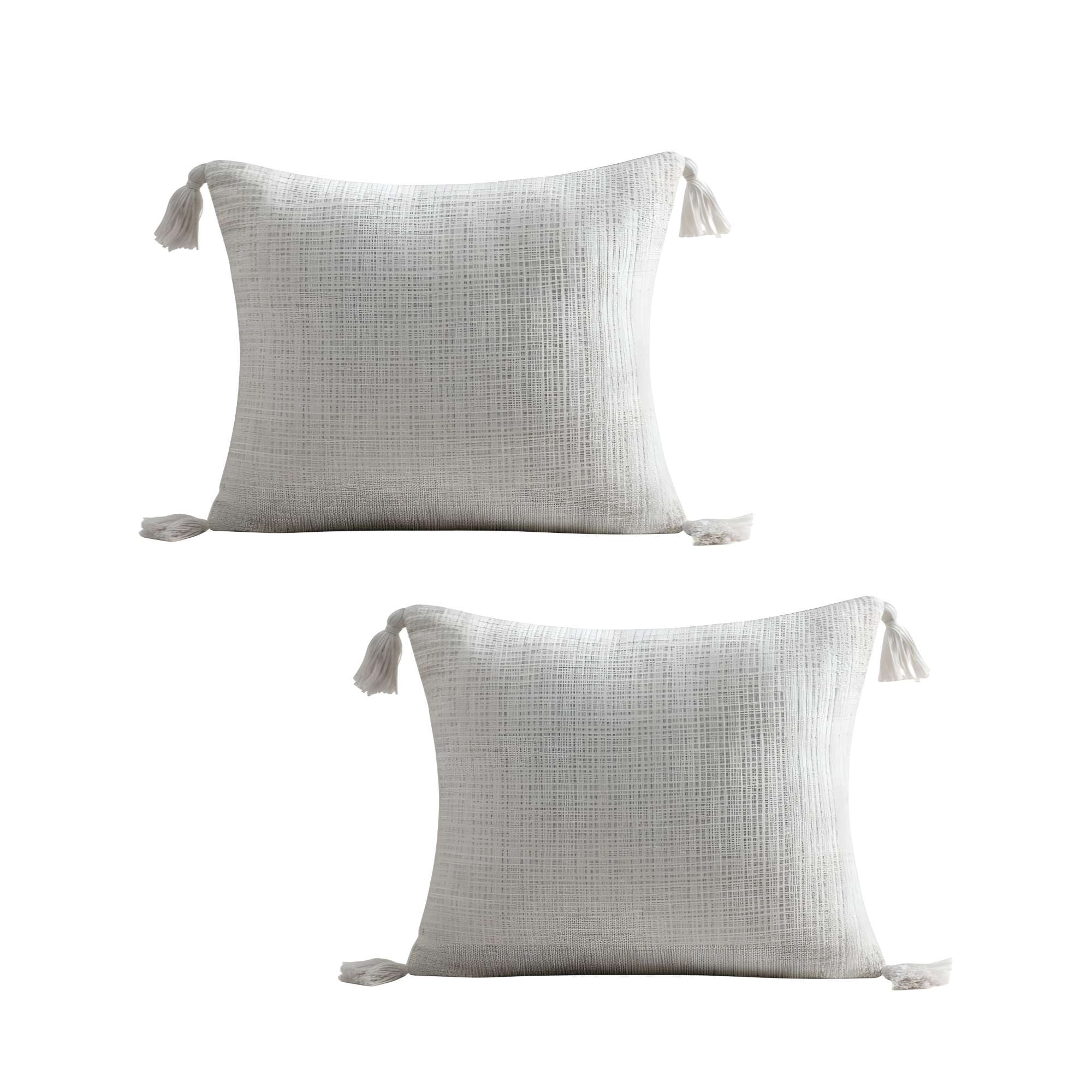Genérico - Pack De 2 Fundas De Cojin Chenille Con Borlas 45x45 Blanco