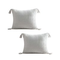 Genérico - Set De 2 Fundas De Cojin Chenille Con Borlas 45X45 Blanco