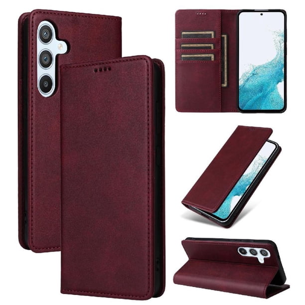 Funda Cartera para Samsung Galaxy A54 con Ranuras Tarjetas y Soporte - Protección Completa Rojo