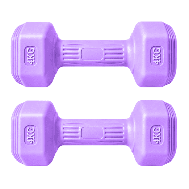 Par Mancuernas Hexagonales PVC 4 Kg c/u Pesas Fitness 8 Kg Total