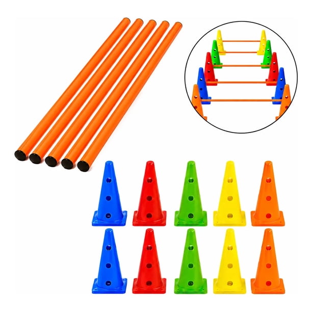Set de 10 Conos 32 cm con Orificios + 5 Bastones de 100 cm