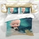 thumbnail image 5 of Jefe Bebé Niño Blanco Conjunto de sábanas temático, trío de piezas, cómodo y amigable con la piel, diseño único, regalo de decoración para el hogar para familiares, amigos y fans,173cm *218cm, 5 of 6
