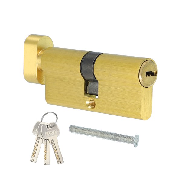Cilindro de Cerradura de Latón Macizo, Cilindro de Cerradura de Puerta Cilindro de Cerradura de Puerta de Tormenta con Llaves para Puerta de Madera y Aluminio Antirrobo 70mm(30/10/30)
