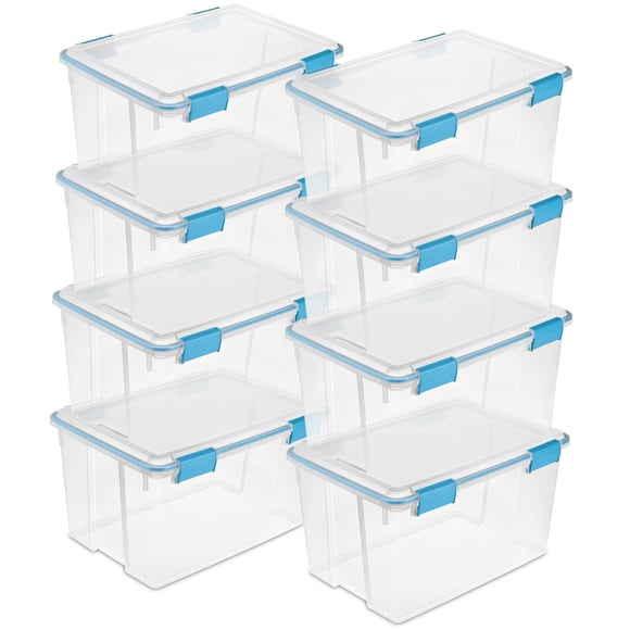 Caja de juntas Sterilite Storage Bins de 54 litros con tapa de cierre, paquete de 8