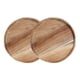 thumbnail image 1 of Paquete de 2 platos llanos de madera de acacia, redondos, fáciles de limpiar y ligeros, ideales para aperitivos y postres., 1 of 6