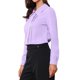 thumbnail image 4 of INSPIRE CHIC Edición Blusa de Mujer Cuello Peter Pan Manga Abullonada Ribete en Contraste Camisa Abotonada L Púrpura Claro, 4 of 6